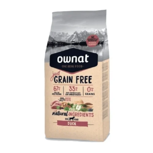 Croquettes chien Ownat Just au Canard 14 kg