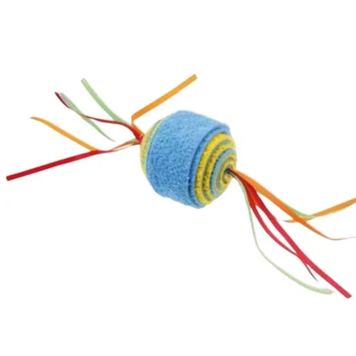 Balle pour chat avec bandelettes colorées