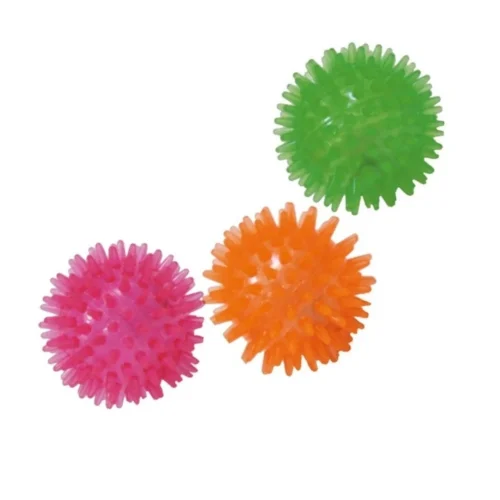 balle lumineuse à picots pour chat verte