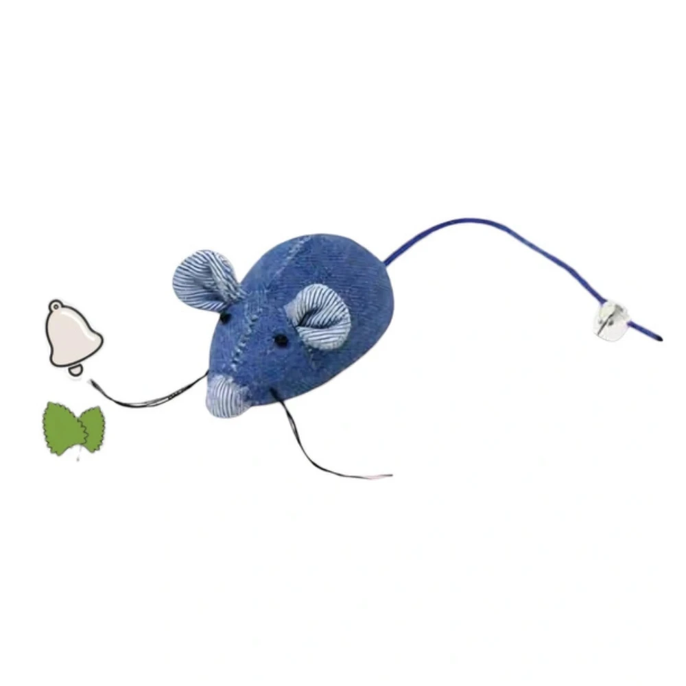 peluche souris en jean pour chat Bubimex