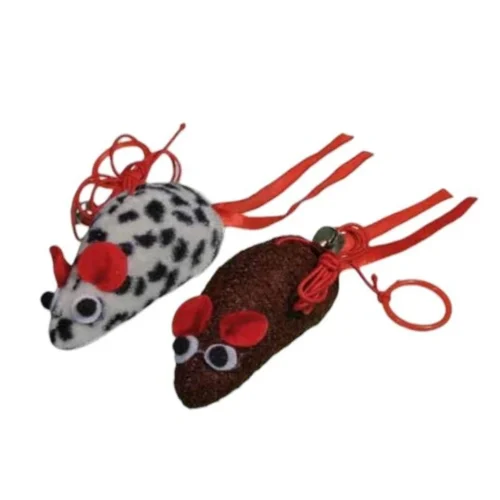 Duo de souris en peluche pour chat
