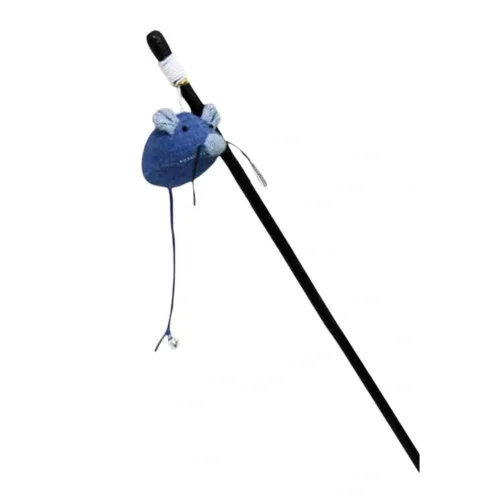 Canne avec souris pour chat en jean Bubimex