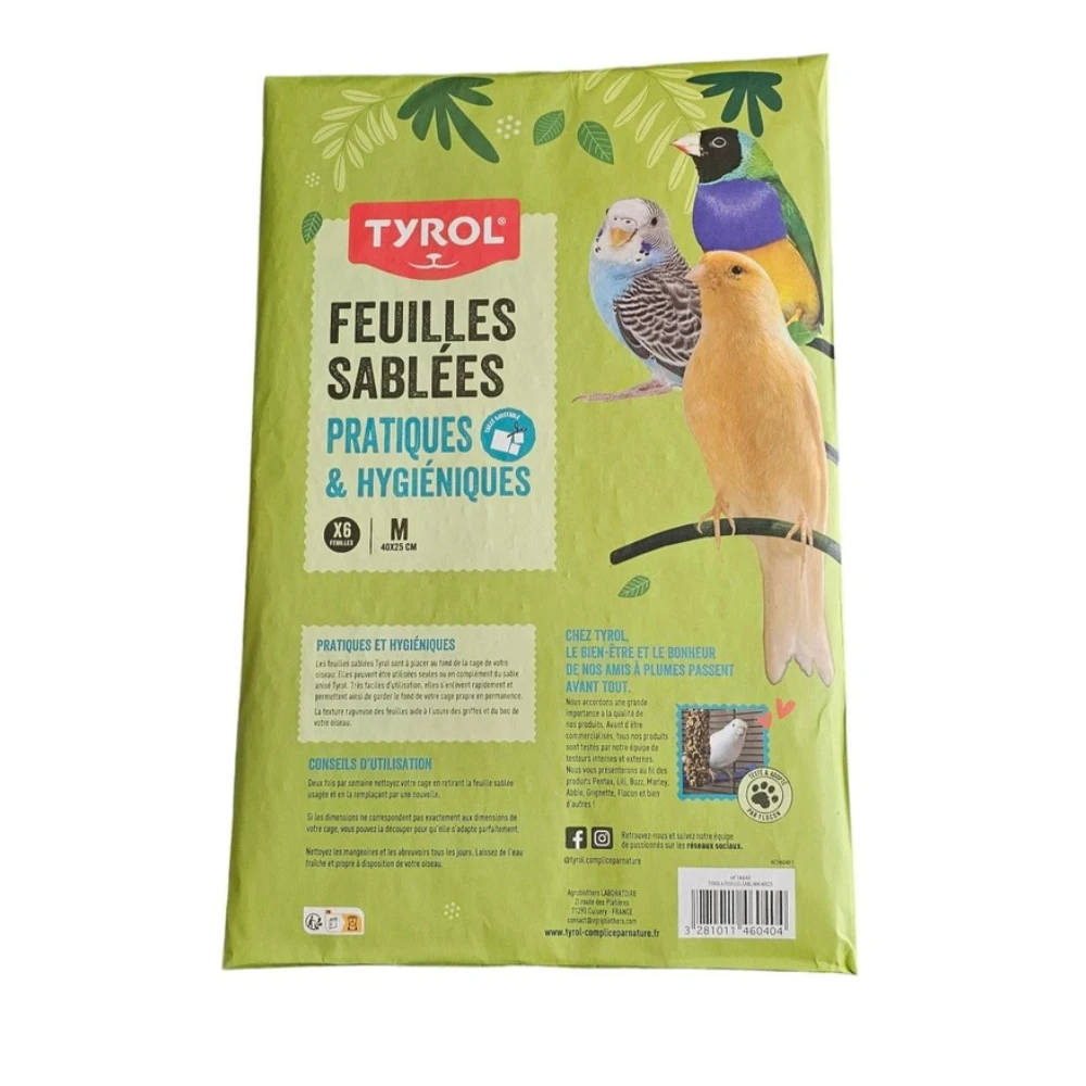 Feuilles sablées pour oiseaux Tyrol lot de 6