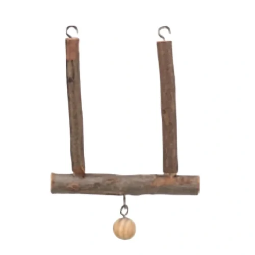 Balançoire en bois avec boule suspendue
