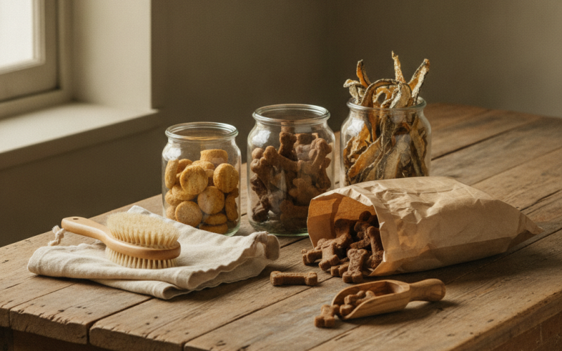 Déchets animaux quotidien : friandises en vrac et contenants réutilisables
